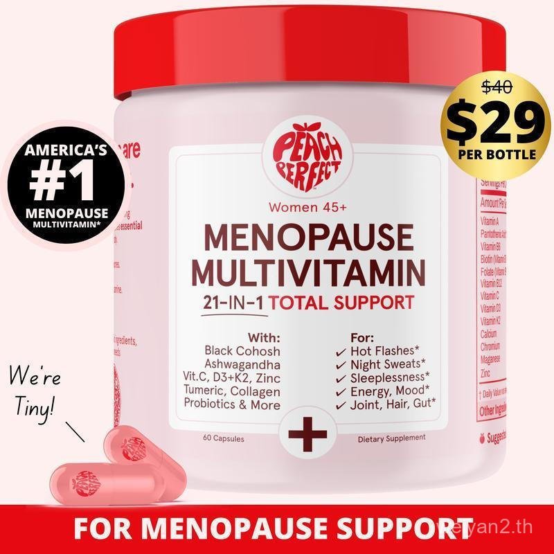 Peach Perfect Menopause Multivitamin - คป - 30 ลสส.ร. - Black Cohosh, Ashwagandha, Vitamin C, D3+K2,