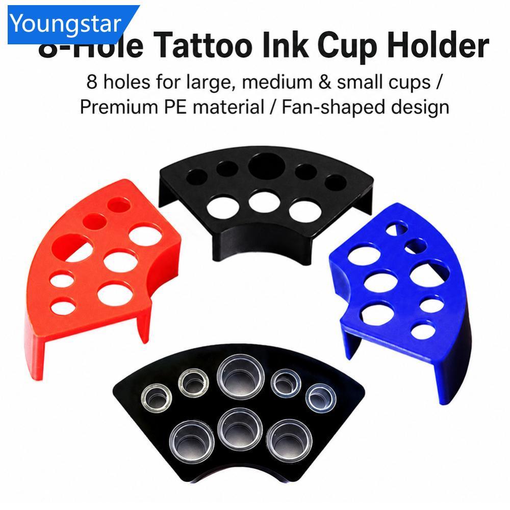 FYY 8-Hole Tattoo Pigment Rack พลาสติกผสมถ้วยผู้ถือสําหรับ Tattoo Studio แต่งหน้าเครื่องมือที่ถอดออก