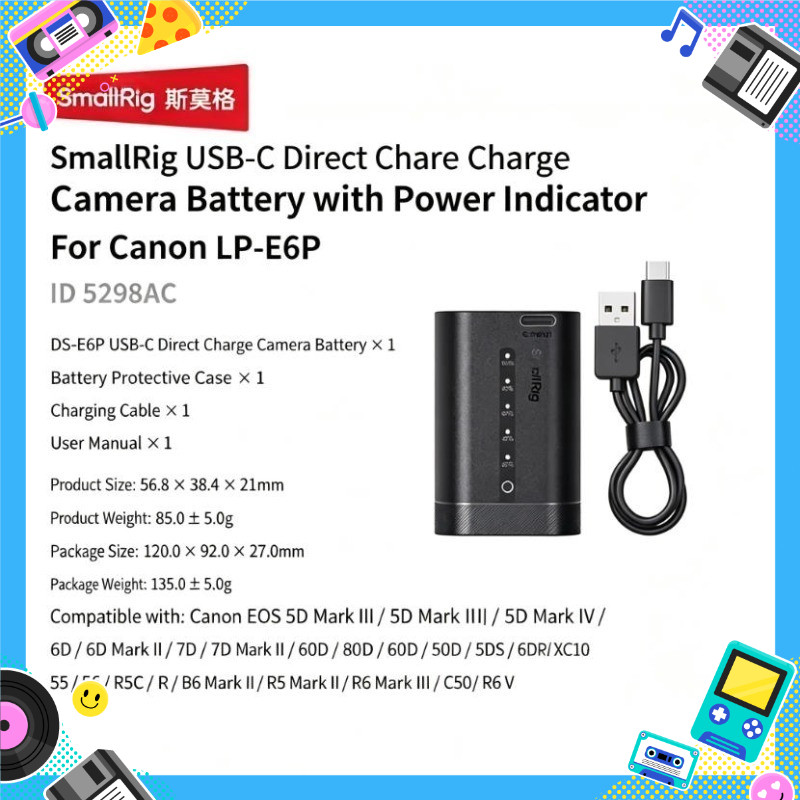 Smallrig แบตเตอรี่กล้องสําหรับ Sony FZ100 A7M5 FX30 A7C2 Nikon EN-EL5C Z8 ZF ZR Canon LP-E6P R6 Mark