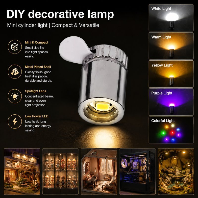 10 ชิ้น ไฟตกแต่งจิ๋ว ไฟ LED งานฝีมือ แบบไร้สายหมุนเปิดปิด เหมาะกับงานคริสตัล โมเดล งาน DIY และของทำมือ