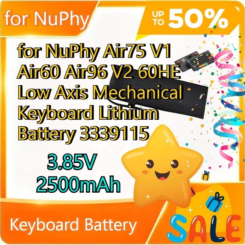 3.85V 2500mAh 3339115 แบตเตอรี่ลิเธียมทดแทนสําหรับ NuPhy Air75 V1 Air60 Air96 V2 60HE ต่ําแกนคีย์บอร