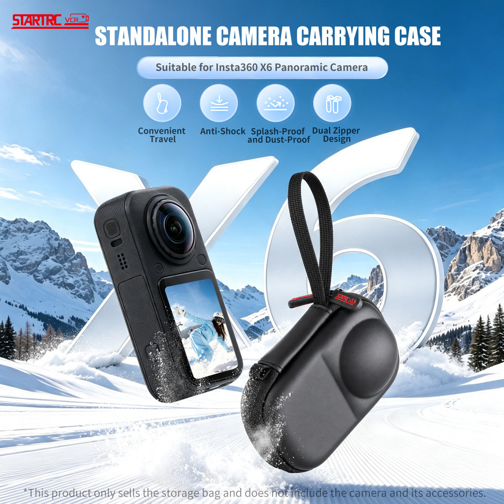 For Insta360 X6 เครื่องเล่นคนเดียวกระเป๋าร่างกายแบบพกพากล้องพาโนรามากล่องป้องกันความปลอดภัย