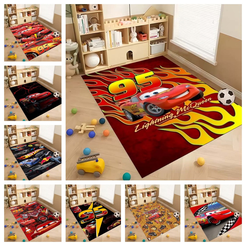 Disney Cars Lightning Mcqueen Racing theme พิมพ์พรมพรมสําหรับห้องนั่งเล่นห้องนอนข้างเตียงห้องน้ําชั้