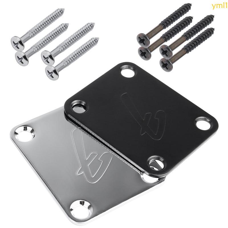 Yml1 70s F Vintage Logo 4-Bolt Chrome สีดํากีตาร์คอแผ่นคอพร้อมสกรู