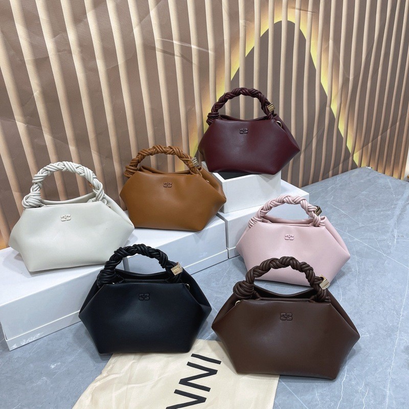 GANNI ของแท้หนัง Niche BOU BAG กระเป๋าถือ High-End All-Match หกเหลี่ยม Cross-Body หญิง BAG