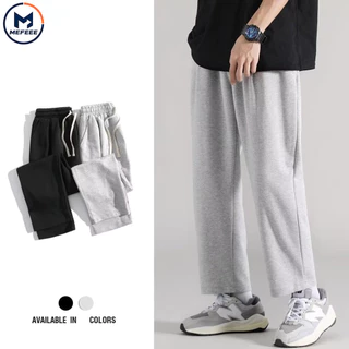 MEFEEE ซื้อ 1 แถม 1! กางเกงวอร์มยูนิสซ์เกาหลี ทรงหลวม สบาย สำหรับหน้าร้อน สีดำและสีเทา
