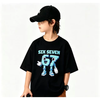 เสื้อยืดเด็ก ลายการ์ตูนรุ่น 67 ทรงหลวม คอกลมแขนสั้น เสื้อฤดูร้อนระบายอากาศได้ดี ใส่ได้ทั้งเด็กชายและเด็กหญิง
