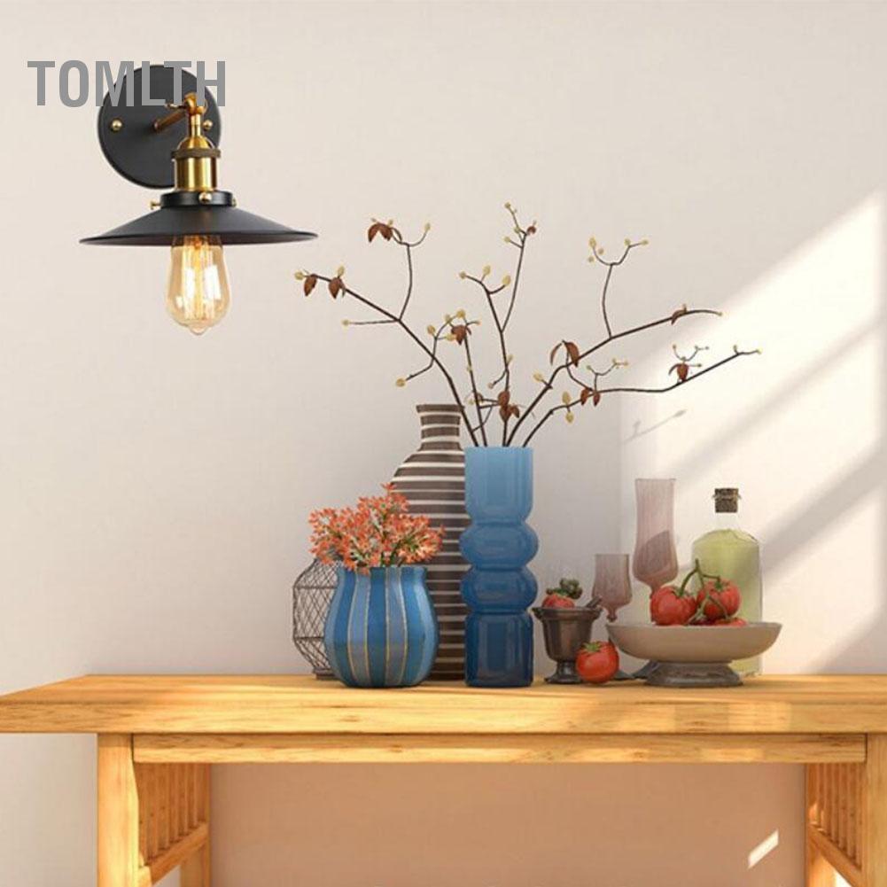 Tomlth 85-265V E27/E26 Retro Sconce Light โคมไฟติดผนังเหล็กโคมไฟสำหรับห้องโถงบาร์ Cafe พร้อมเฉดสีโลห