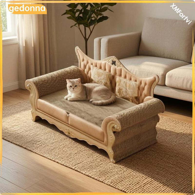 [gedonna] Cat Scratcher Upholstered Style Cardboard Cat Couch Retro Sofa Basic