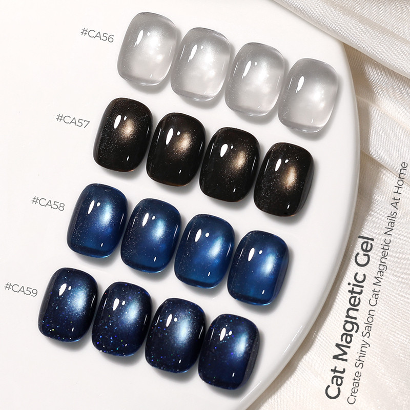 UR SUGAR 15ml สีฟ้าสีดํา Cat Eyes เจลแม่เหล็กยาทาเล็บลูกปัดแม่เหล็กเจลฤดูใบไม้ร่วงฤดูหนาว French Tip เล็บเจลเคลือบเงา