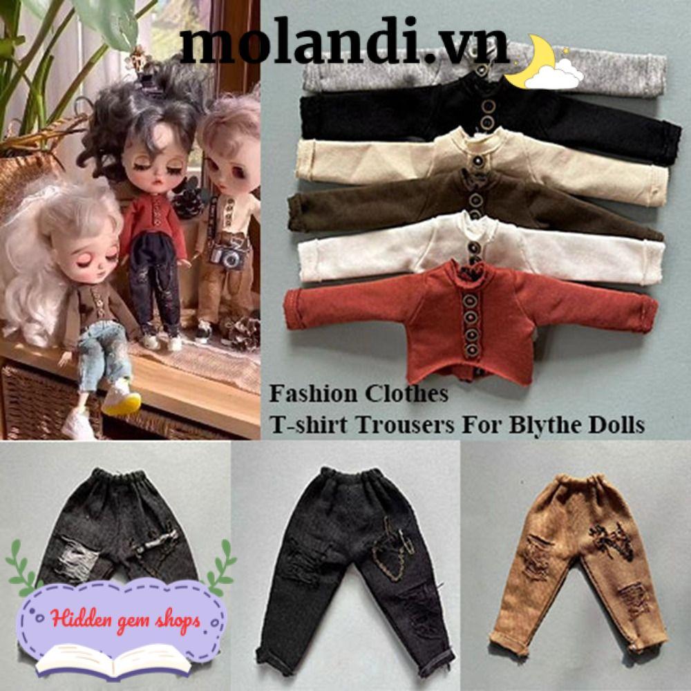 MOLANDI เสื้อยืดกางเกงกางเกง DIY น่ารักสบายๆคุณภาพสูงแฟชั่น Mini Denim กางเกงสําหรับตุ๊กตาบลายธ์สําห