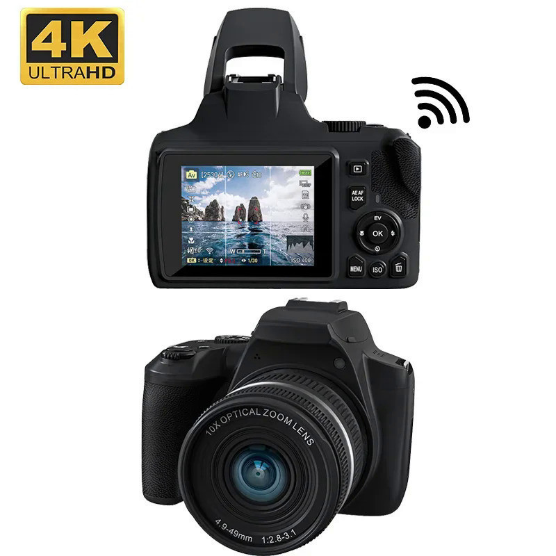 💢 4K Digital Cameras for Photography 10X Optical Zoom DSLR Camera 64MP Youtube Vlogging SLR Camera L