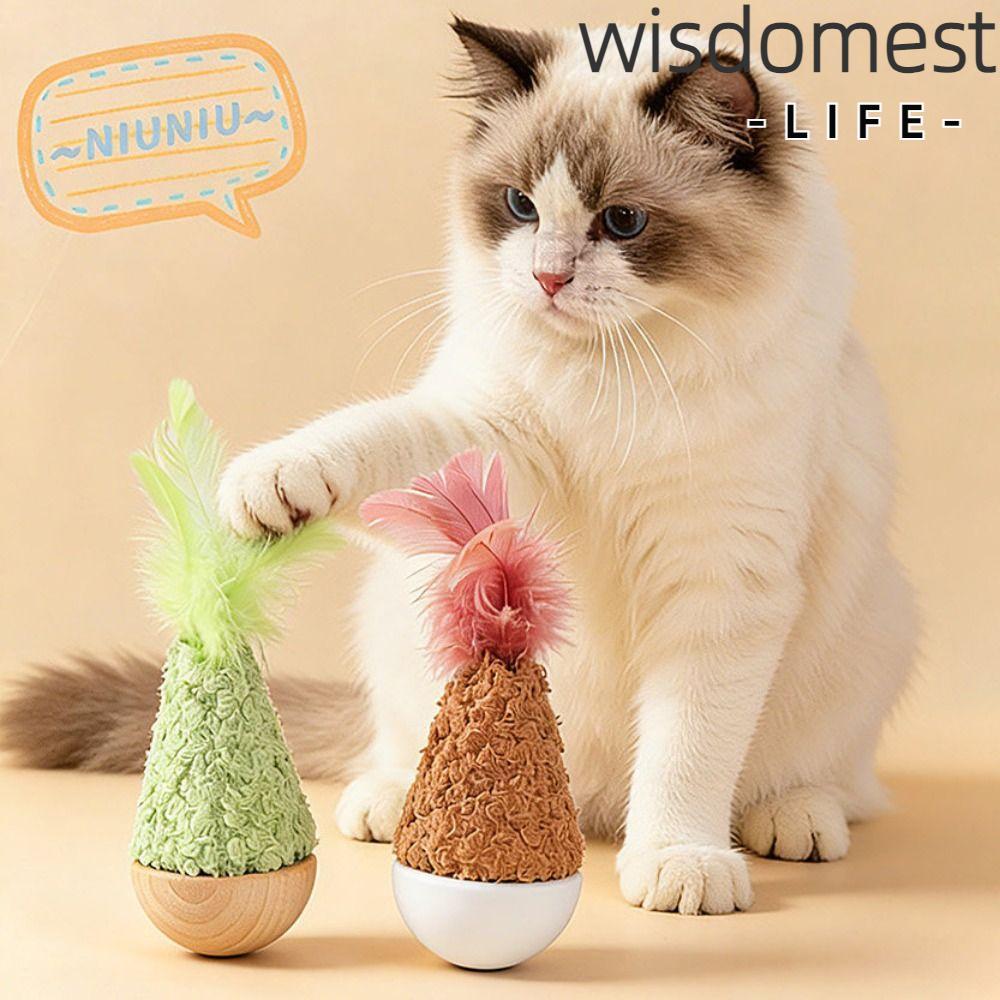 WISDOMEST ของเล่นแมวแบบโต้ตอบ, การออกแบบ Wobbler Feather Tumbler Wobbler ของเล่น, Creative Bite-proo