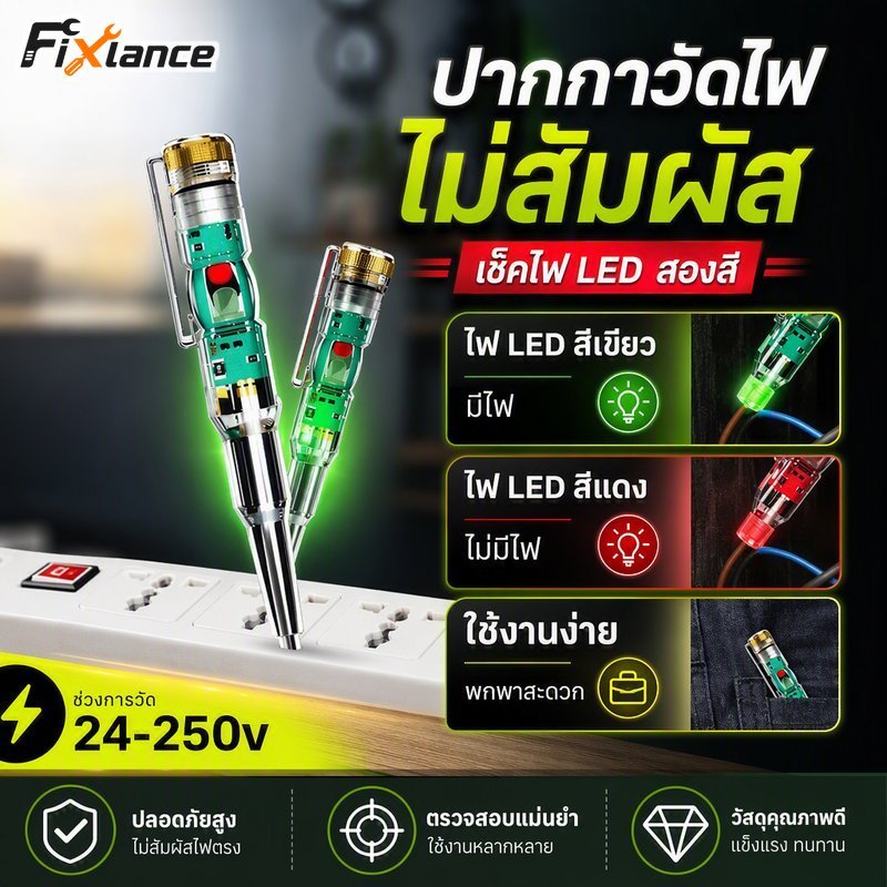 ปากกาทดสอบแรงดันไฟฟ้าแบบไม่สัมผัสไฟฟ้า นํา ไขควงเหนี่ยวนําสองสี 24 250โวลต์ แบบพกพา