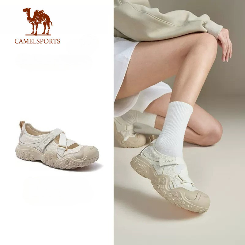 CAMEL SPORTS Chou Meng Series รองเท้าแตะกลางแจ้งของผู้หญิง, รองเท้าแมรี่เจนลําลองระบายอากาศแบบกลวงออ