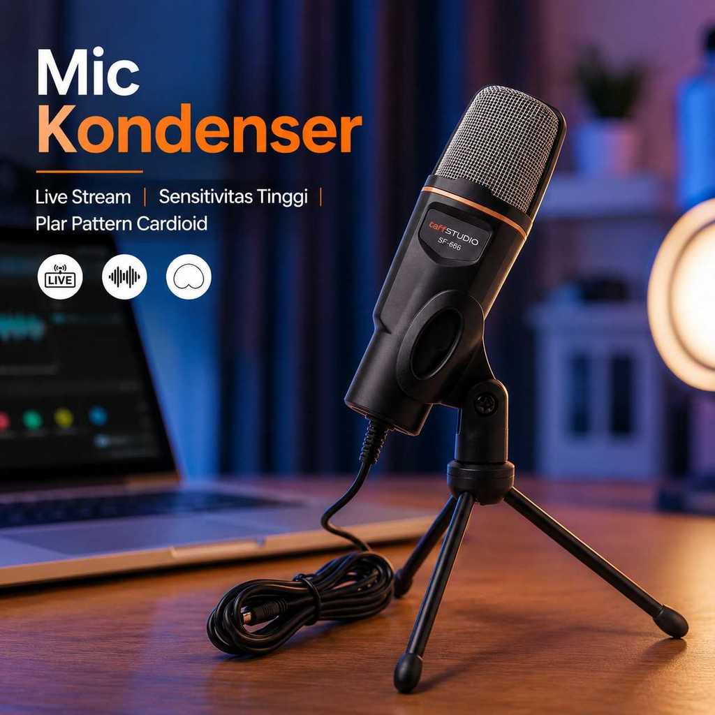 TaffiSTUDIO Cardioid Podcast Live Stream Condenser Microphone Stand - SF-666