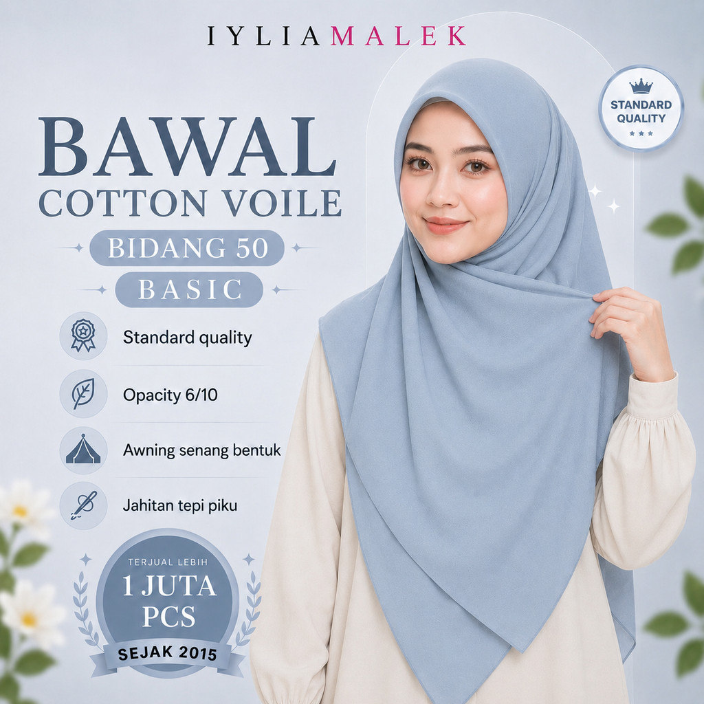 BAWAL COTTON VOILE BASIC BIDANG 50 ASIS (2.0)