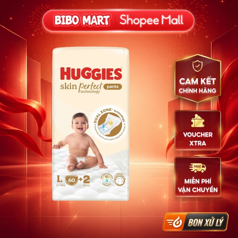 [LIVE] กางเกงผ้าอ้อม Huggies Skin Perfect ไซส์ L 60+2 ชิ้น - BM001.3