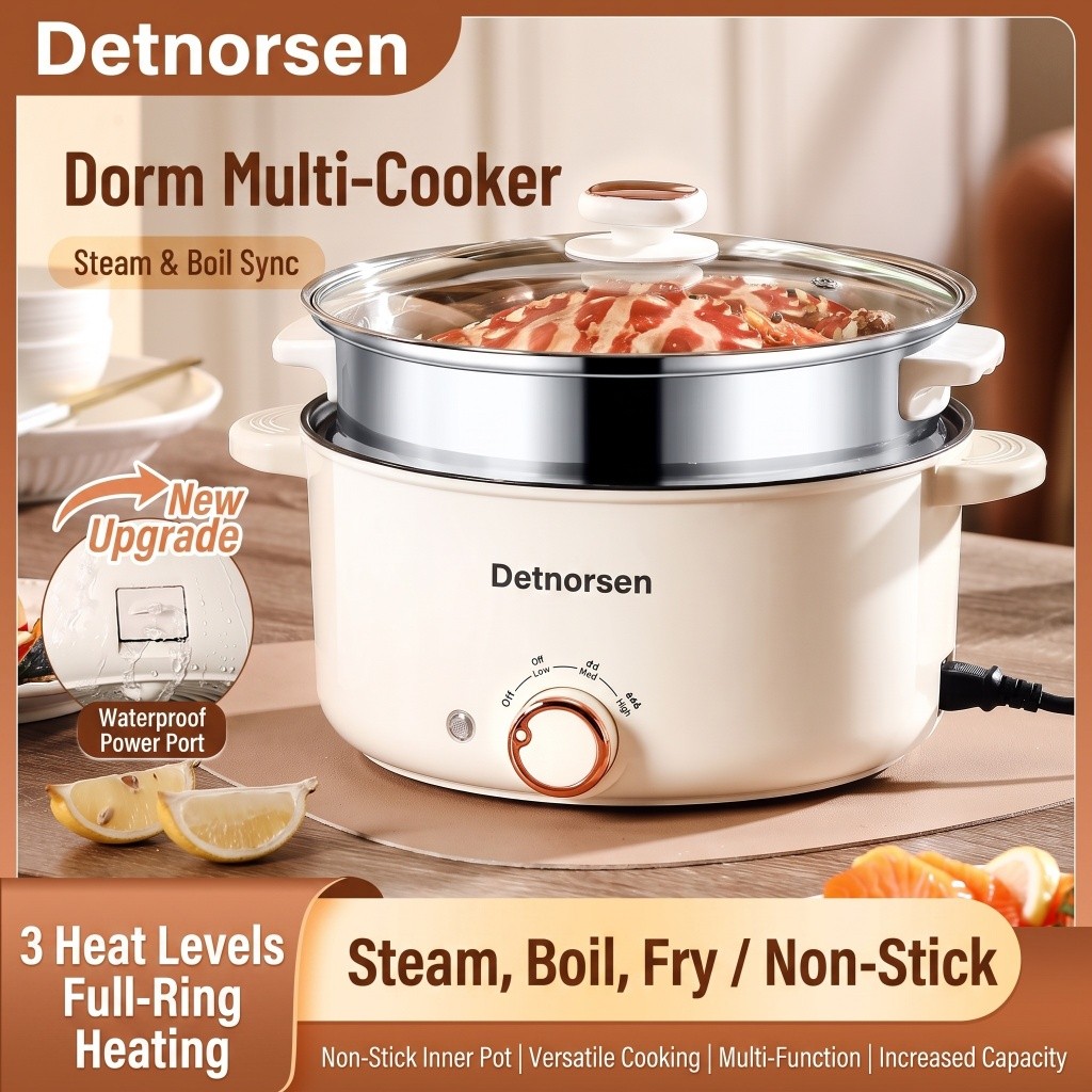 DETNORSEN J-29 ไฟฟ้า Multi Cooker Non-Stick หม้อ Hotpot สตูว์ไอน้ําต้มผัด 800W 24 ซม. 3L