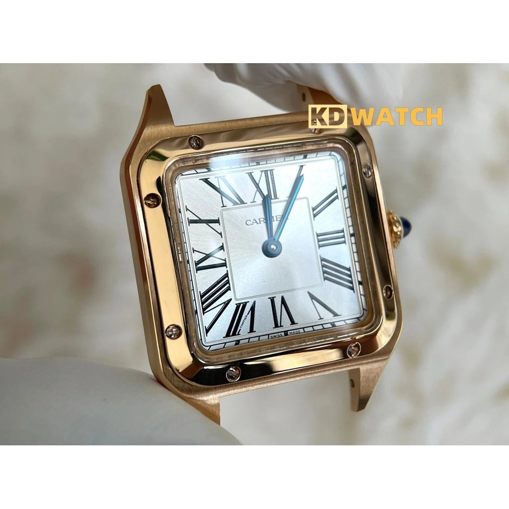 KD WATCH รุ่นที่กําหนดเองไฟฟ้าหล่อทอง Clad 18K Gold Dumont Swiss Quartz Movement Santos นาฬิกาผู้หญิ