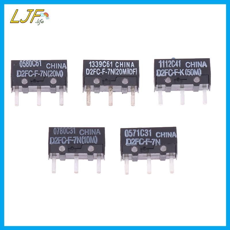 LJF 2 ชิ้นเมาส์ไมโครสวิตช์ D2FC-F-7N 10M 20M ของ D2FC-F-K(50M) -RZ D2F D2F-01 D2F-01F-L D2F-7F-F-L D