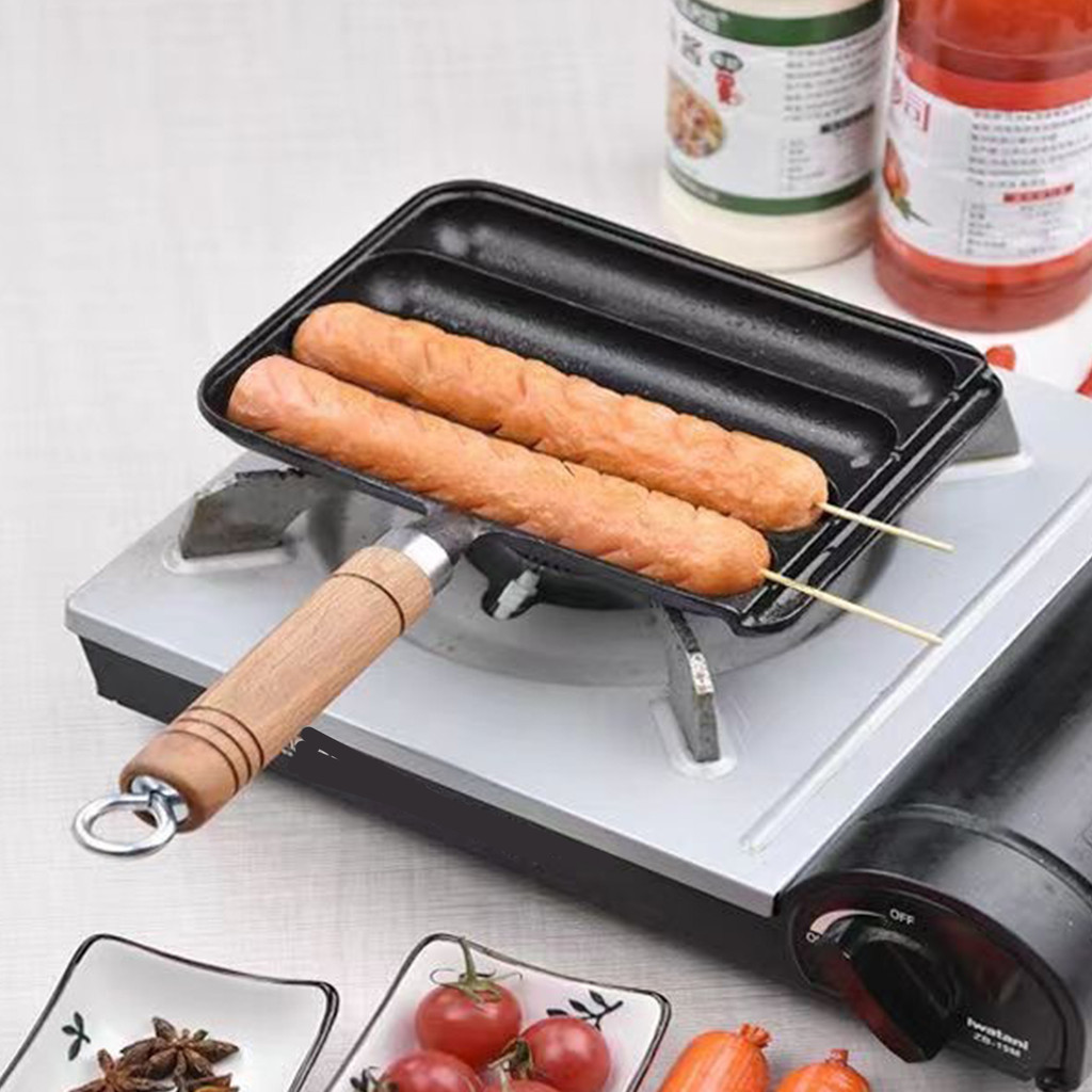 [Julia1.th] 4-Slot Multi-Functional Baking Grill Plate Eggs BBQ DIY Grill Pan
