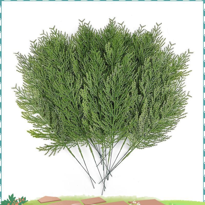 Uejfrdkuwg 40 ชิ้นประดิษฐ์ Cedar Sprigs Faux Cedar สาขา Cedar Cypress Stems Pine Picks สีเขียว
