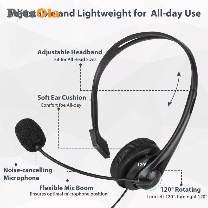 [Koolsoo2] HEADSET HEADPHONE พร้อมไมโครโฟน + ตัวควบคุมระดับเสียงสําหรับ PC LAPTOP NOISE CANCELLING