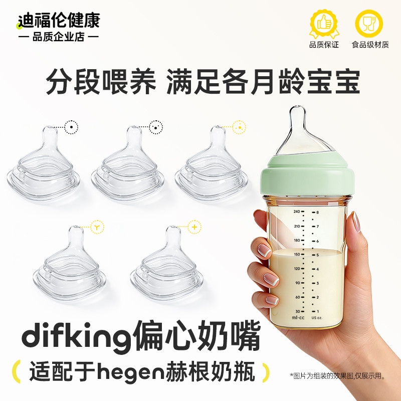 DIFKING จุกนมประหลาด เหมาะสําหรับ hegen hegen อุปกรณ์เสริมขวดนม Gravity Ball Handle 123 ส่วน
