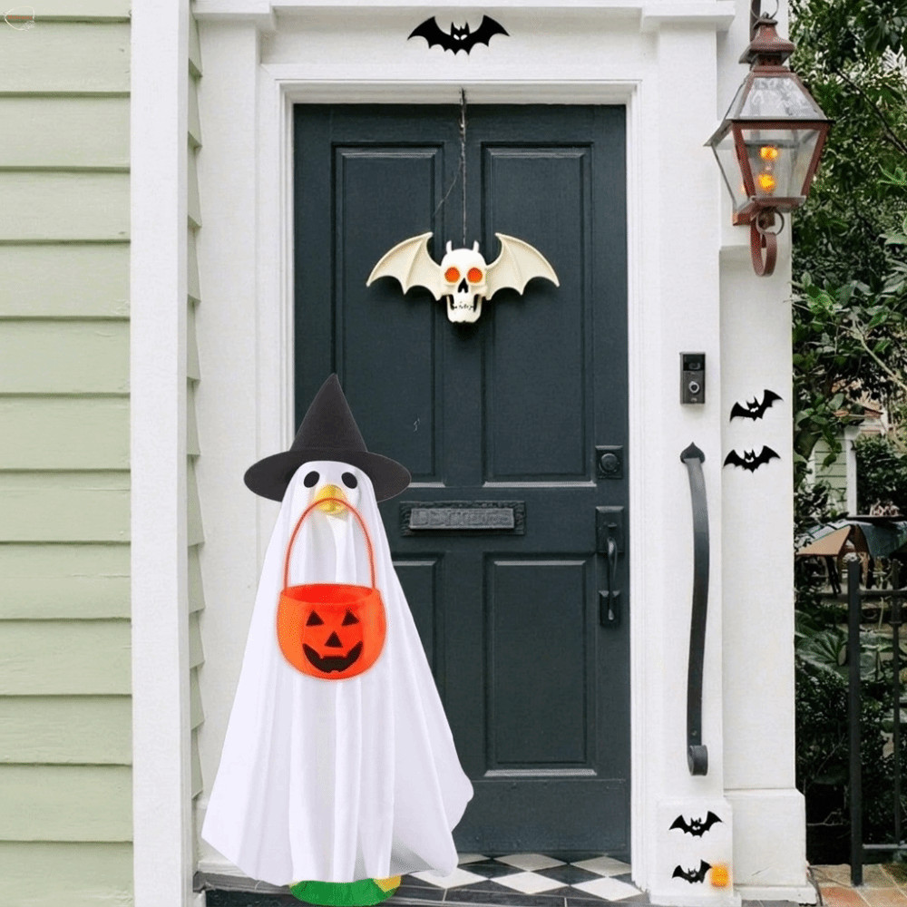 MXBEAUTY Porch Goose Halloween Outfit, with Pumpkin Basket Wide Brim Halloween Porch Goose Outfit, D