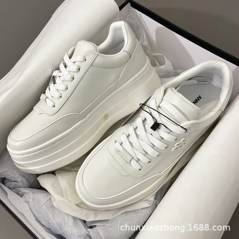 IRI7 ANN Women's platform thick-soled white sneakers with height-increasing laces for casual sports