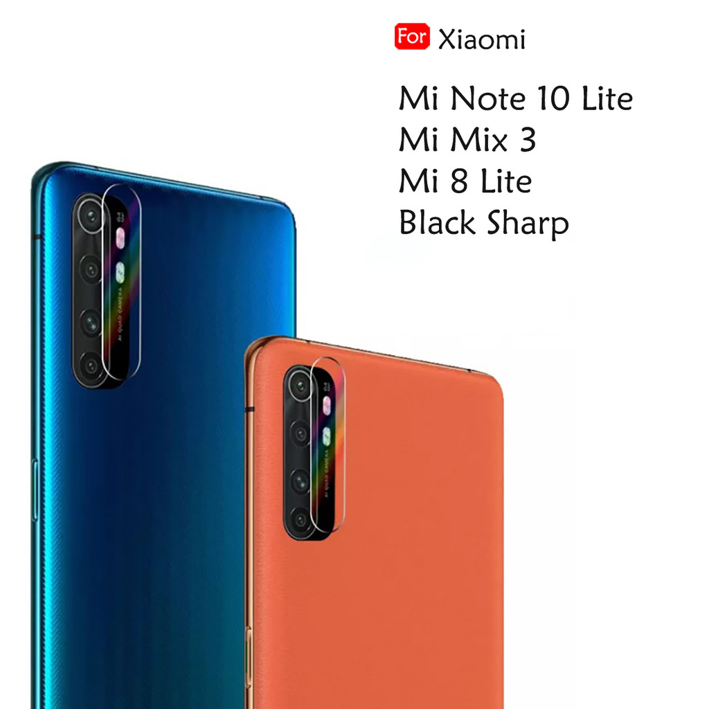 ตัวป้องกันเลนส์กล้องสําหรับ Xiaomi Mi Note 10 Lite Mix 3 Mi 8 Lite สีดํา Sharp Full HD กระจกนิรภัยใส