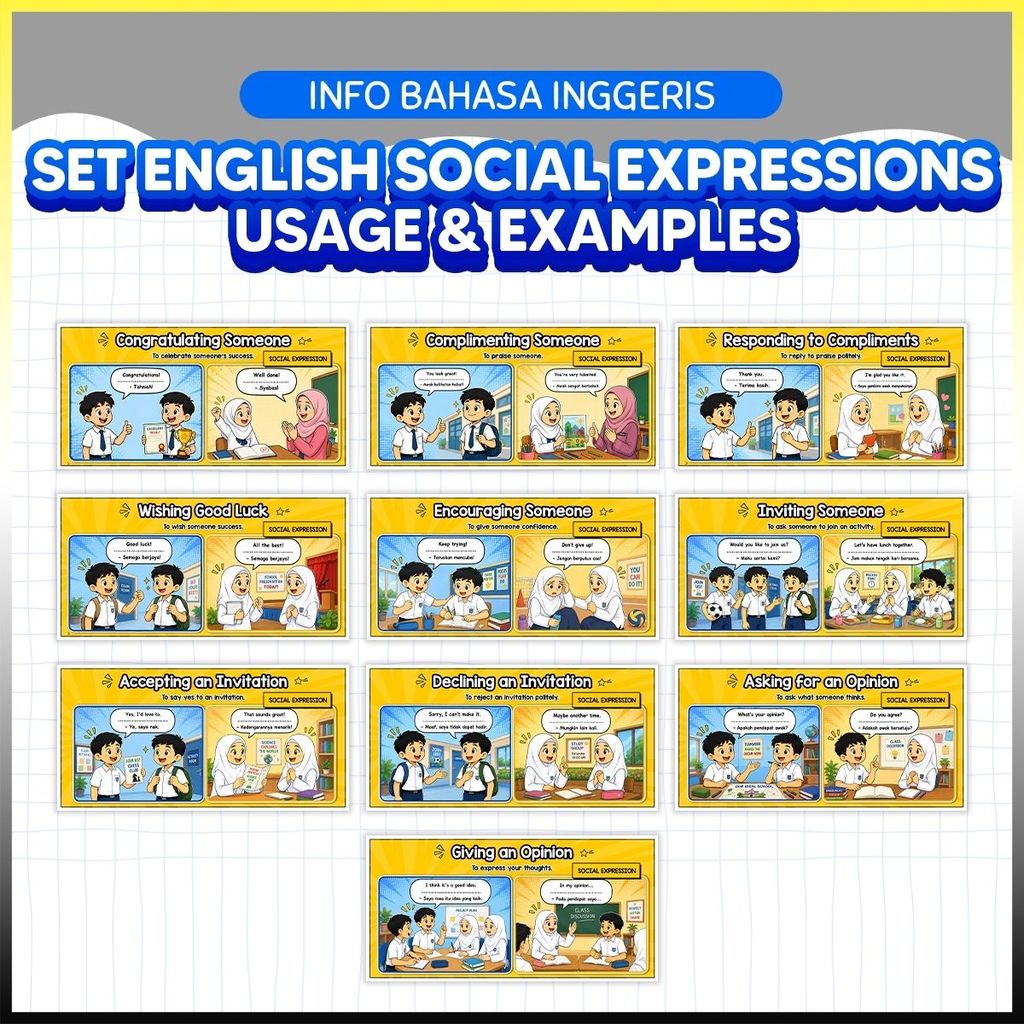 (10 ชิ้น) ชุด ENGLISH SOCIAL EXPRESSIONS English Daily Expressions BBM Bahasa Inggeris คําศัพท์และไว