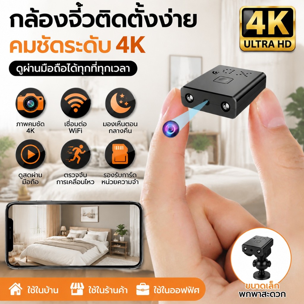 4K 1080P Mini Wifi DV กล้อง Night Vision Micro Kamera Home Security กล้องวิดีโอ Motion Detection Rec