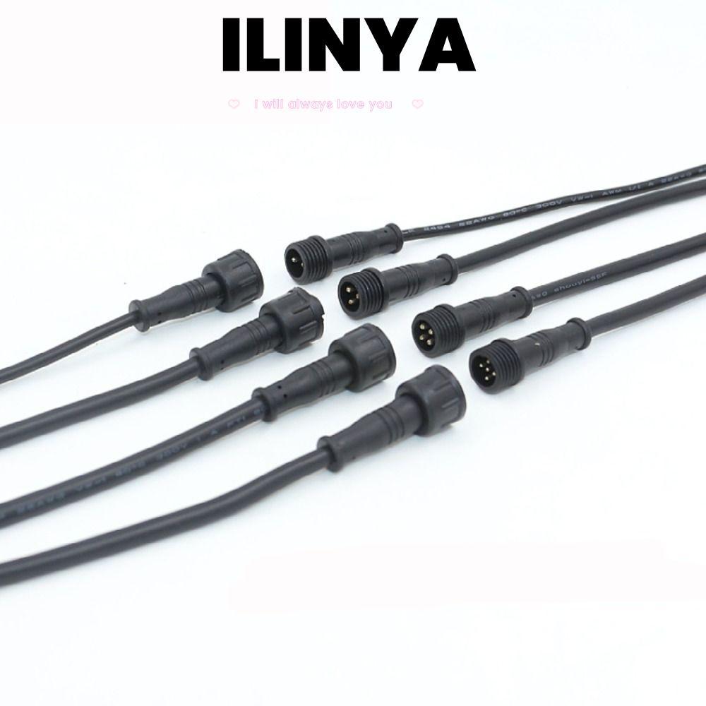 ILINYA ชายหญิง LED Connector,สายสีดํา 20 ซม.2Pin 3Pin 4Pin แจ็ค, 2Pin 3Pin 4Pin IP67 สายไฟกันน้ํา LE