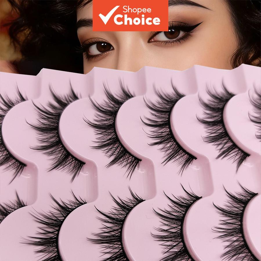 Soft 8D Fluffy False Lashes 7 คู่ Mango Eye Sunflower Cross หนาวาเลนไทน์เริ่มต้นสวมใส่ง่าย