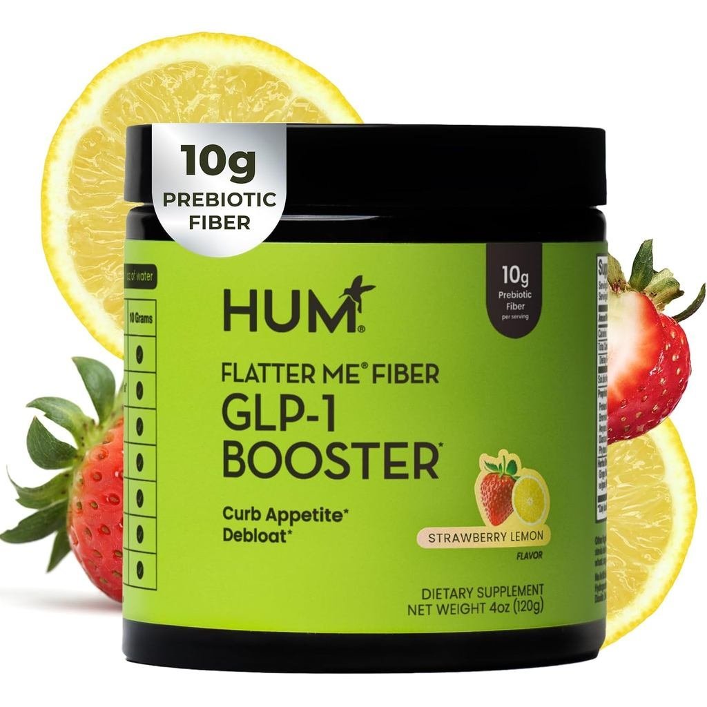 HUM Flatter Me Fiber Strawberry Lemon Fiber Powder Drink Mix, 10 เสิร์ฟ