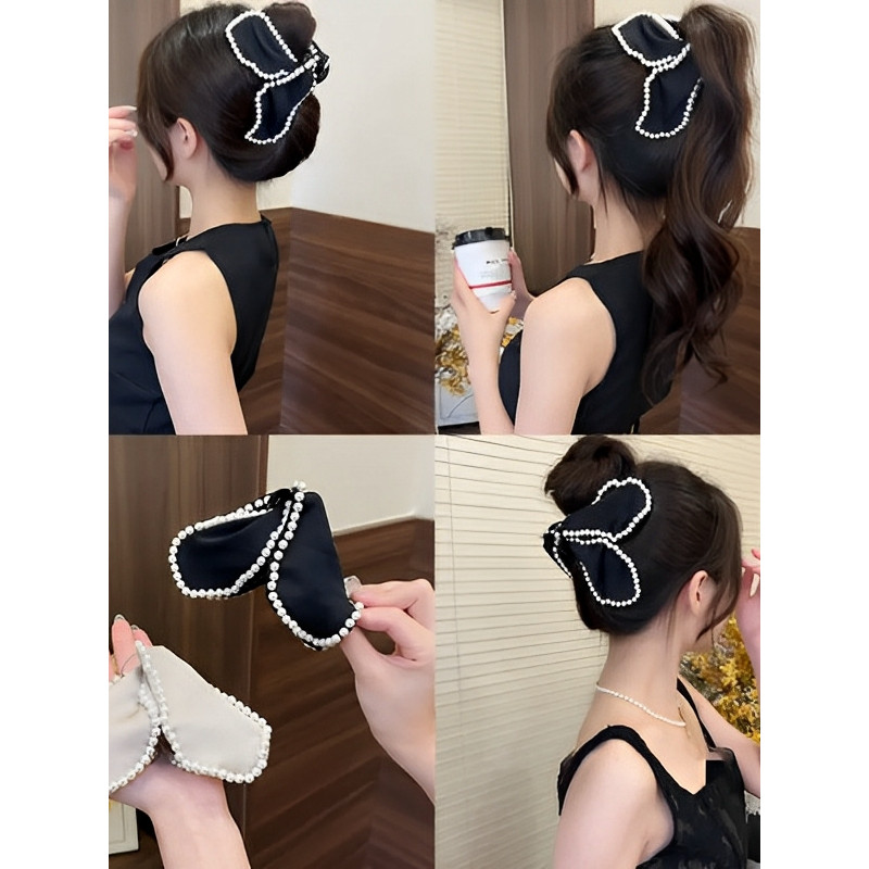 Elegant Petal Beaded Triangle Clip Full Back Head Hair Volume Hair Clip Female Shark Clip Classy Pon