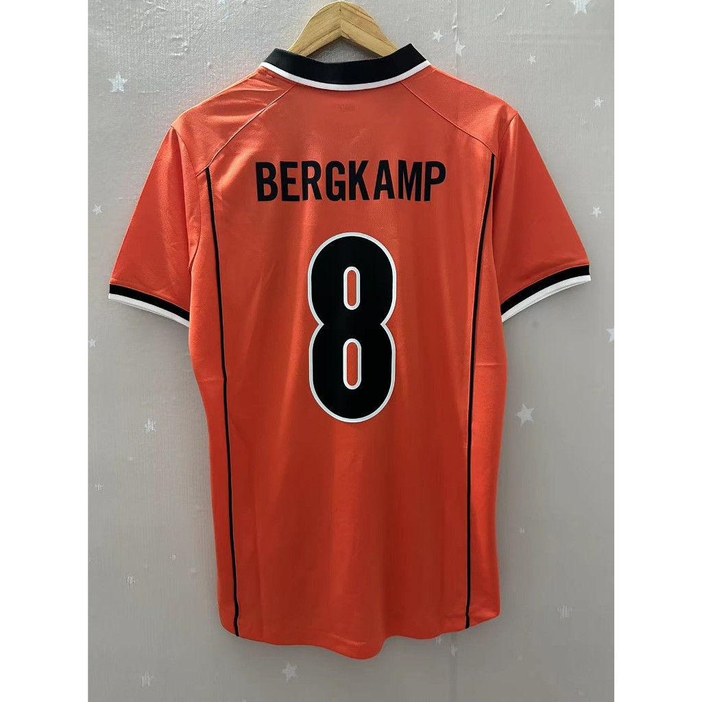 ใหม่ 1998 เนเธอร์แลนด์ Home Retro Football Jersey - เสื้อยืดที่กําหนดเอง (Bergkamp, Gullit, Kluivert