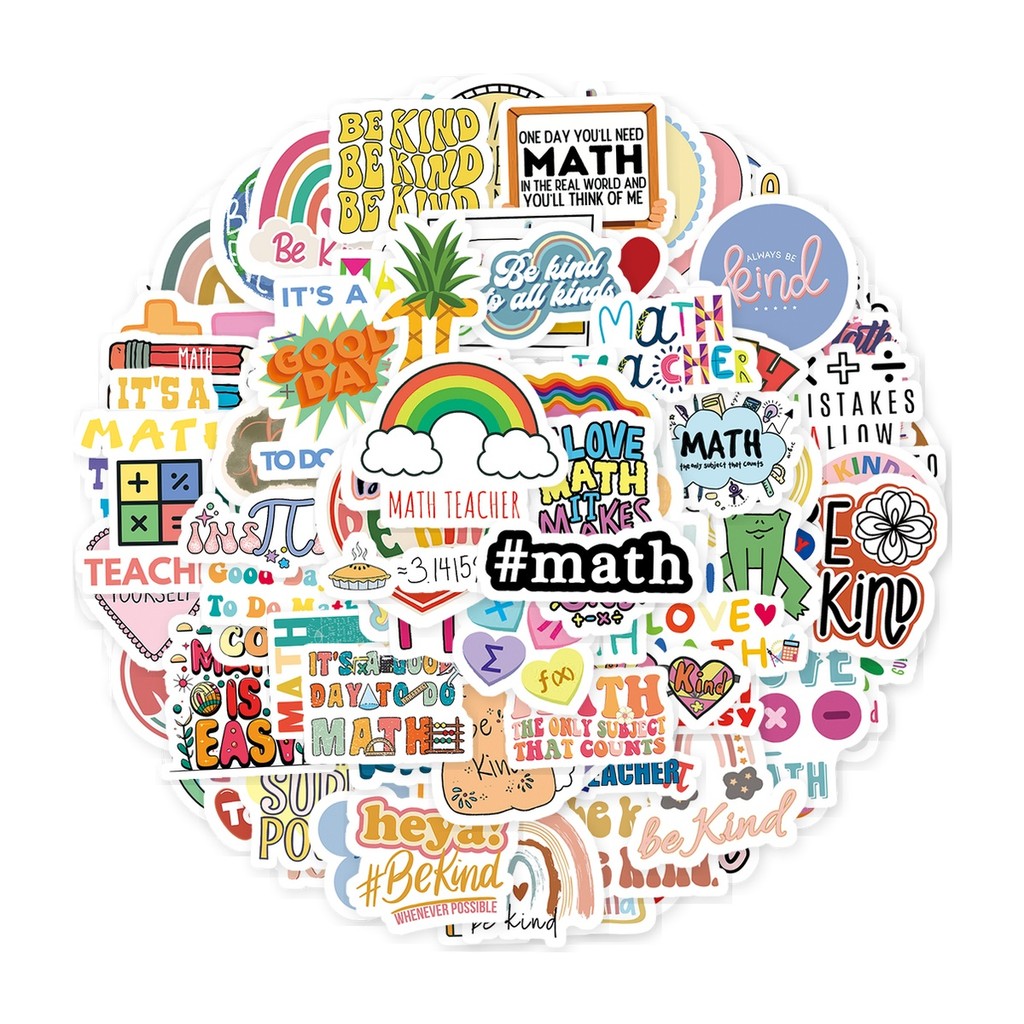 100 ชิ้น Vibrant Math Art: คณิตศาสตร์คือ Super Power และ Kindness คําคมสติกเกอร์เหมาะสําหรับเคสโทรศั