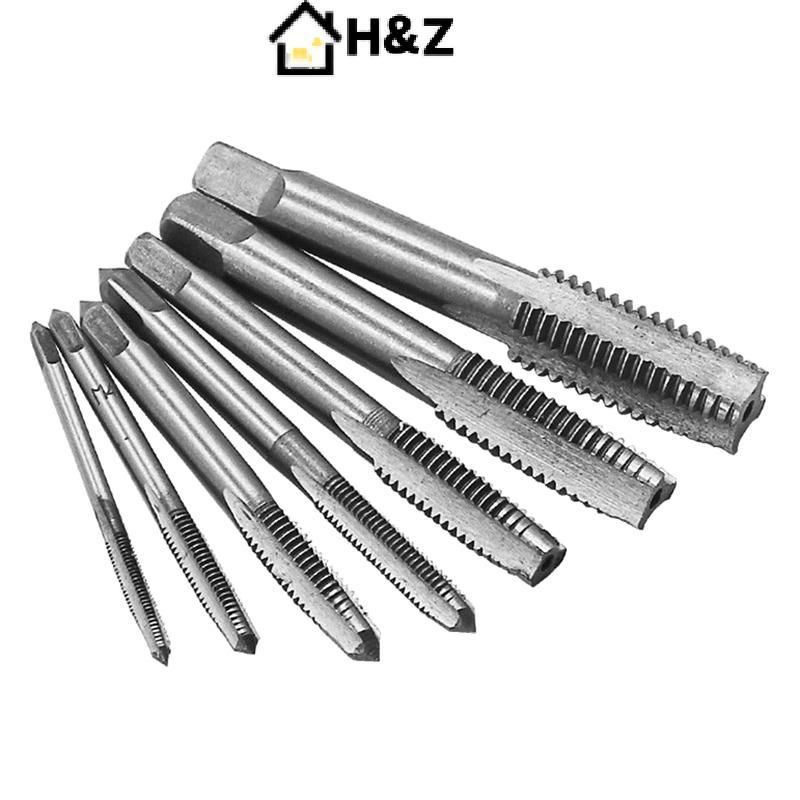 H & Z 7pcs ชาย Thread Tap ชุดโลหะเมตรเจาะ Bit M3 M4 M5 M6 M8 M10 M12 เมตริก Impact Thread Plug Tap M
