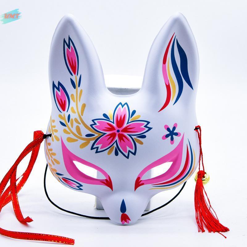 UM.T Cherry Blossom Fox หน้ากากครึ่งหน้า 1 ชิ้นนุ่ม Breathable อะนิเมะคอสเพลย์ Prop สําหรับฮาโลวีน M