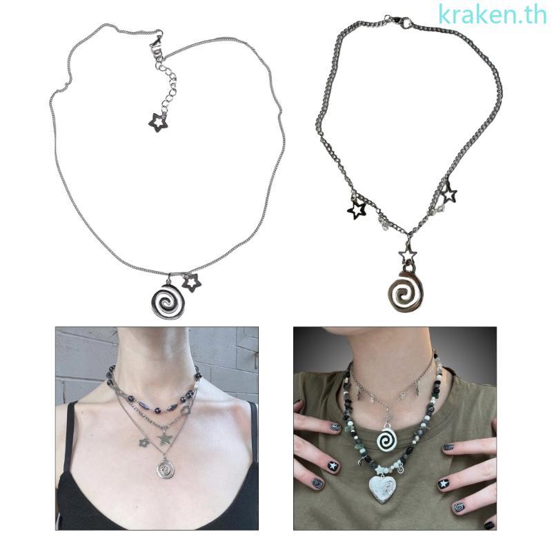 KRA Sweet Cool Vortex Star จี้สร้อยคอ Clavicle Chain สร้อยคอ Choker
