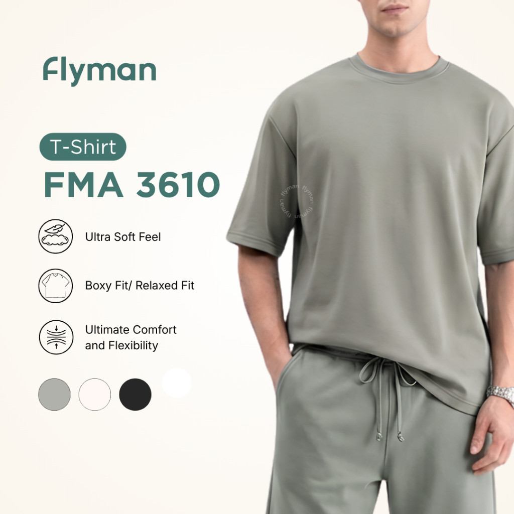 Flyman Mens Plain Oversize Short Sleeve Daily Comfort T Shirt - FMA 3610