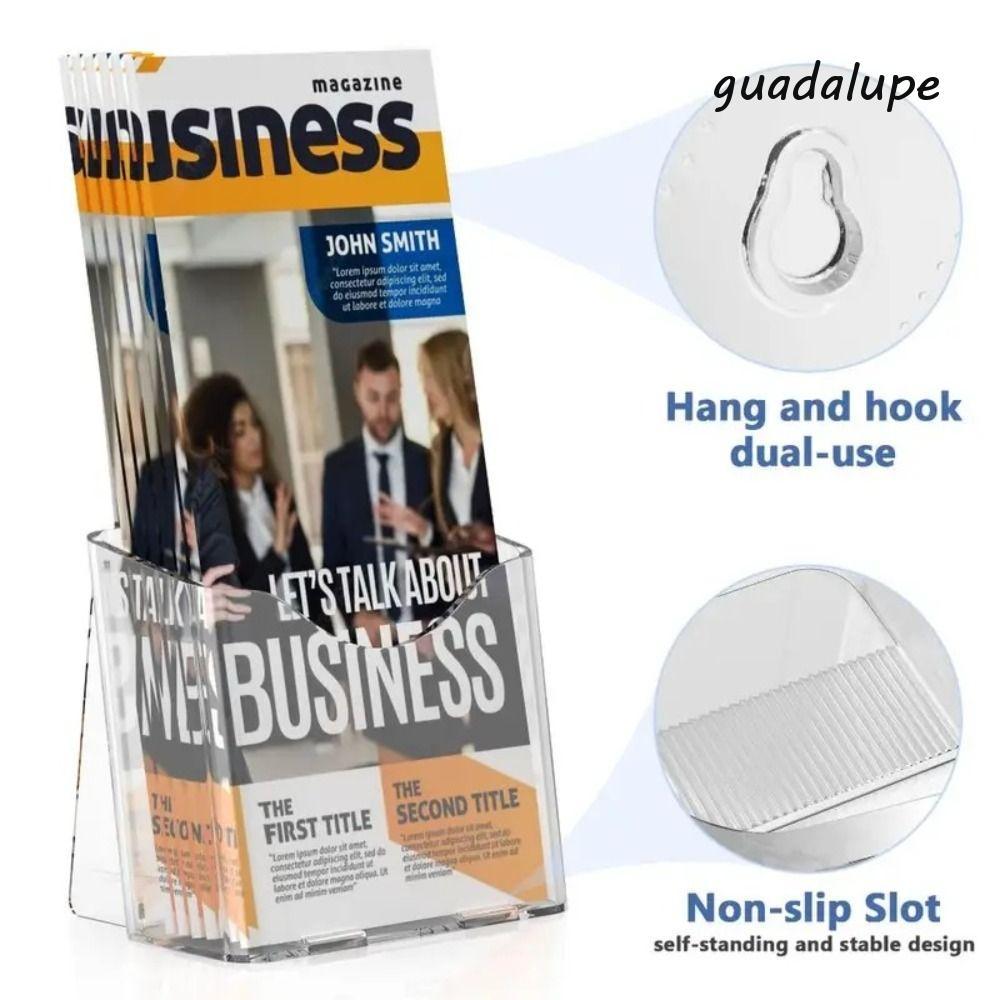 GUADALUPE Pampllet Holder, Plastic Clear A6 Brochure Holder, สะดวกคุณภาพสูง Organizer Transparent Fl
