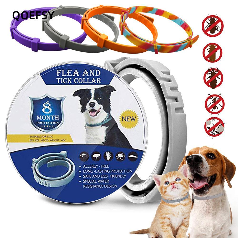 QOEFSY Dogs Collar Pet Supplies 8 Month Protection การป้องกันแมลงแบบปรับได้