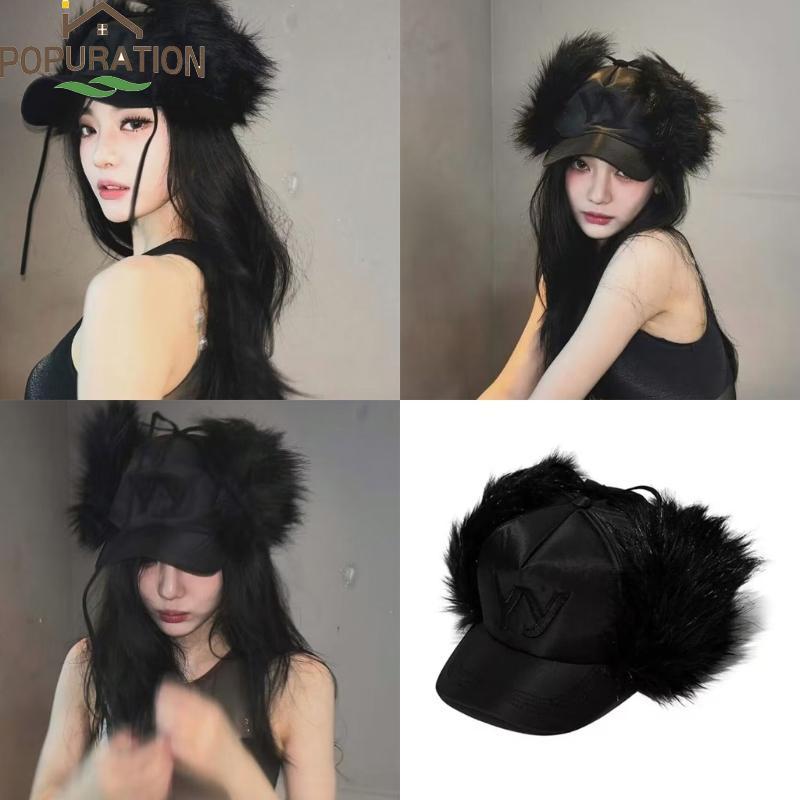 POP Furry Head Wrap Furry ลูกแมว Soft Thicken หมวกสําหรับผู้หญิงสวมใส่กลางแจ้ง Thicken หูสําหรับกีฬา