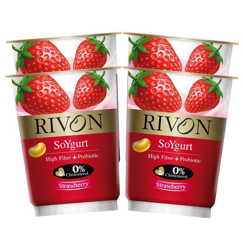ริวองซอยโยเกิร์ตรสสตรอเบอร์รี่ 130กรัม แพค4 Rivon Soy Yogurt Strawberry Flavour 130g. Pack4