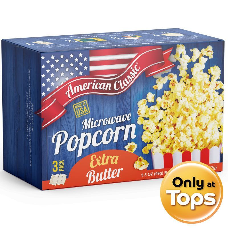 อเมริกันคลาสสิกเอกซ์ตร้าบัตเตอร์ไมโครเวฟป๊อปคอร์น 297กรัม American Classic Extra Butter Microwave Popcorn 297g.