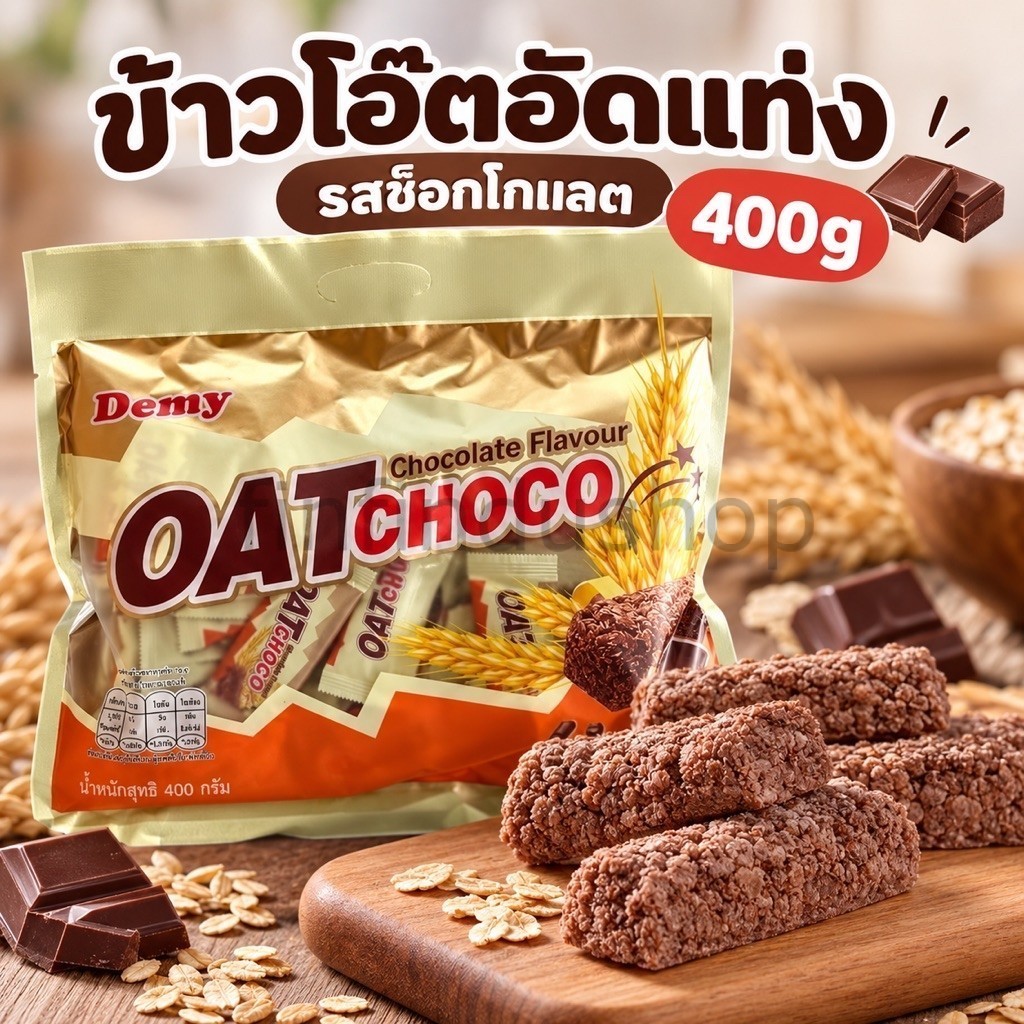 ข้าวโอ๊ตอัดแท่ง รสช็อกโกแลต 400g.🍫 ห่อใหญ่ สุดคุ้ม✨